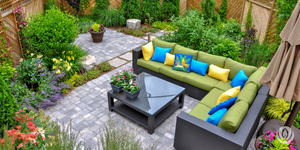 Outdoor seating area with garden patio